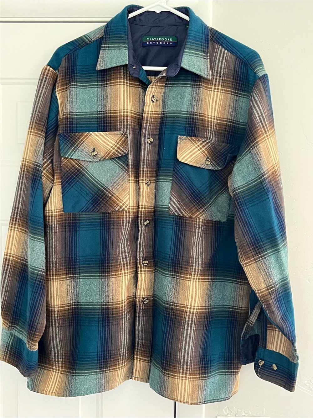 Claybrooke Teal Plaid Button-Down Shirt Jacket - Men